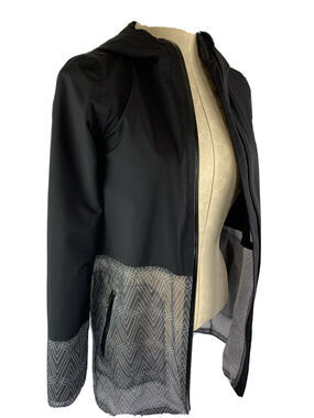 Size 12 ivivva by lululemon Girls Youth Zip Up Hooded Spring Jacket Black Gray